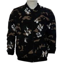 Blackish Green Camouflage Zippered Jacket For Men