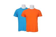 Solid T-Shirt For Men (Orange/Sky Blue) - Pack Of 2