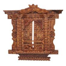 Brown Wooden Carved Window With Sliding For Decor