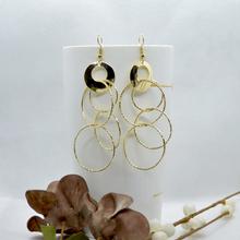 Golden/Black Round Looped Dangling Earrings