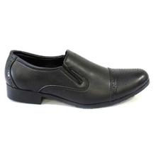 Shikhar Shoes Black Cap-Toe Laser-Cut Slip-On Shoes For Men - 2919
