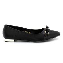 DMK Black Small Bowed Pump Flat Shoes For Women - 37237