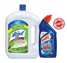 LIZOL DISINFECTANT SURFACE CLEANER PINE FLAVOUR (2LTR) WITH FREE HARPIC TOILET CLEANER