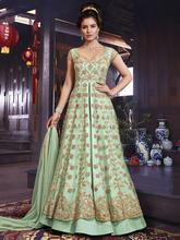 Stylee Lifestyle Green Net Embroidered Dress Material-2203