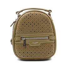 David Jones Khaki Front Zipper Laser Cut Backpack For Women