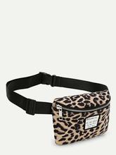 Leopard Pattern Slogan Patch Bum Bag