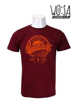 Wosa - Maroon West Coast Customs Stamp Printed T-shirt For Men