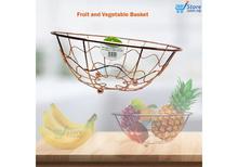 Iron Wire Fruit Basket with Copper Finish for Kitchen Countertop Organize Dinning Room Decoration