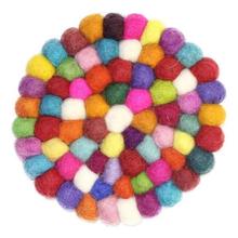 Multicolored Round Wool Tea Coaster