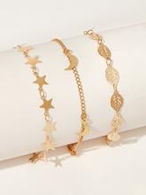 Star & Moon Shaped Chain Anklet 3pack