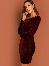 Twist V Neck Velvet Bodycon Dress