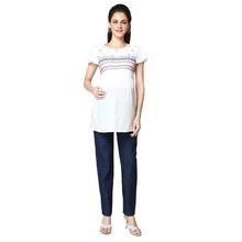 Nine Maternity White Printed Top For Women - 5330