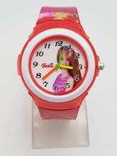 Barbie Soft Strap Analog Watch with Sticker Book For Kids - Red