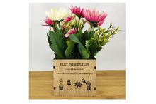 Artificial Flower Wood Box Pot (PC2)