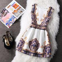 CUHAKCI Print Dresses Women Summer Sleeveless Mini Dress