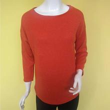 Orange Boat Neck Winter Top For Women