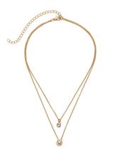 Rhinestone Pendant Layered Chain Necklace