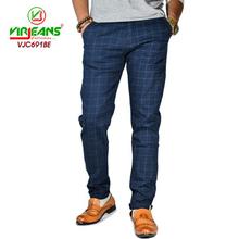 Virjeans Slim Fit Check Cotton Pant Blue-(VJC 691)