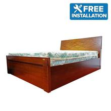 Sunrise Furniture Seesau Wood Cranes Queen Size Bed With 2 Side Table - Walnut