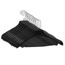 Black Solid Plastic Coat Hanger Set- 12 Pcs