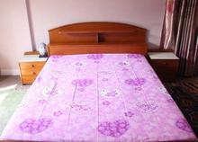 Purple Floral Cotton Mix Double Bed Sheet