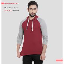 Solid Men Hooded Maroon, Grey T-Shirt