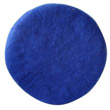 Blue Felt Solid Round Cushion