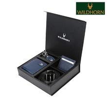 WildHorn Nepal Genuine Leather Blue Wallet With Keyring, Cardholder And Belt -GFTSETBOX 009