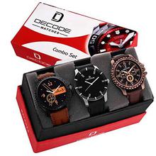 Decode Analogue Black Dial Boy's & Men's Combo Of 3 Watch (Combo Of