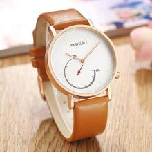 ABBYGALE Unique Dial Unisex Analog Watch - White/Brown