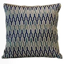 Blue/Beige Cotton Embroidered Cushion Cover