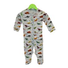 Grey Dinosaurs Printed Bodysuit For Boys