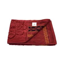 Morgan 70 x 145 cm Bath Towel (Maroon with Brown Design)