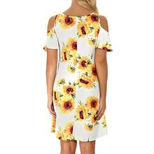 Women's Casual Off Shoulder Dress Short Sleeve Flower Print