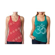 Pack Of 2 Printed Tank Tops For Women – Red/Teal