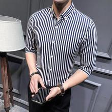 2019 seven point sleeve stripe shirt men's shirt business
