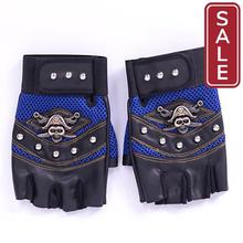 SALE-Long Keeper Skulls Rivet PU Leather Fingerless Gloves