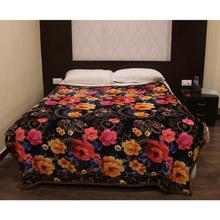 Black Floral Double Bed Thin Fleece Blanket