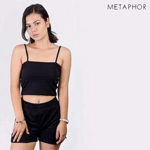 METAPHOR Black/Grey Cotton Cami Crop Top (Plus Size) For Women -MT15CI