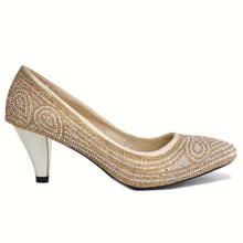 Golden Embellished Pump Heels For Women