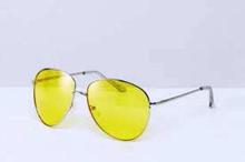 Polarized UV Protected Oval Shape Gun Black Frame Night Vision (Unisex) Sunglasses