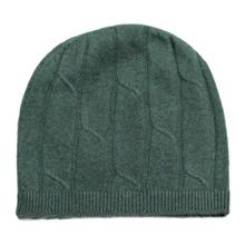 Green Textured 100% Cashmere Cap