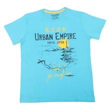 Light Blue Oxemberg Printed Cotton T-shirt For Men