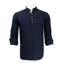 Men's Navy Blue Dotted Kurta Shirt