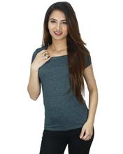 Green Maroon Lined Cotton T-Shirt For Women