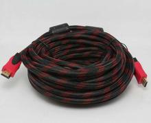 15 Meter Gold Plated Nylon Wire HDMI Cable - Red/Black