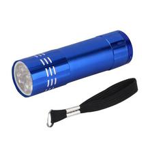 Super Mini Aluminum UV Light Torch 9 LED Flashlight Black