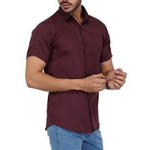 U-TURN Men's Cotton Solid Half Sleeve Shirt
