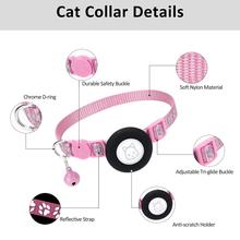 Cat Collar, for Air Tag Cat Collar with Safety Buckle and Bell, Reflective Cat Collar in 3/8Inch Width Pink