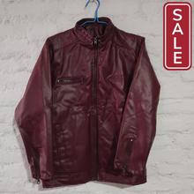 SALE- Men's Marron PU Leather Jacket In Medium